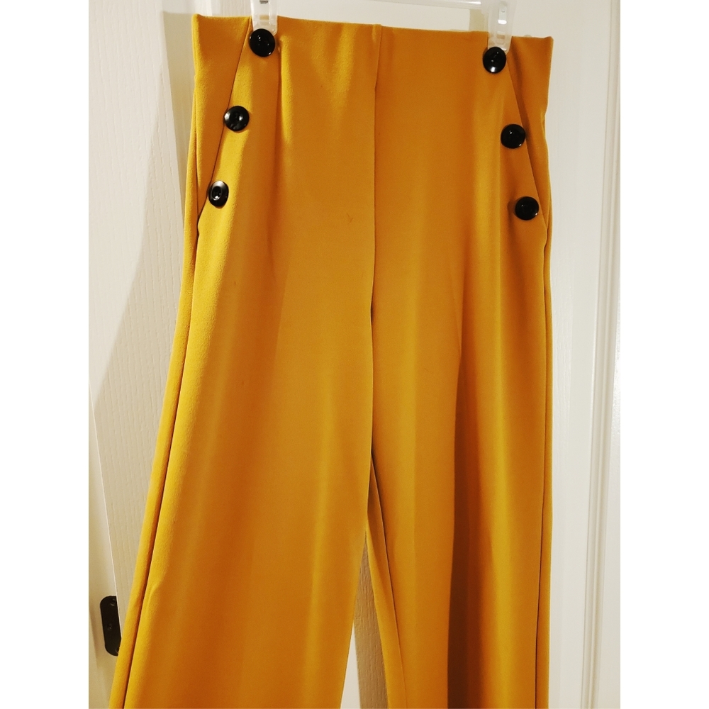 Mustard Pants with Flared Bottoms